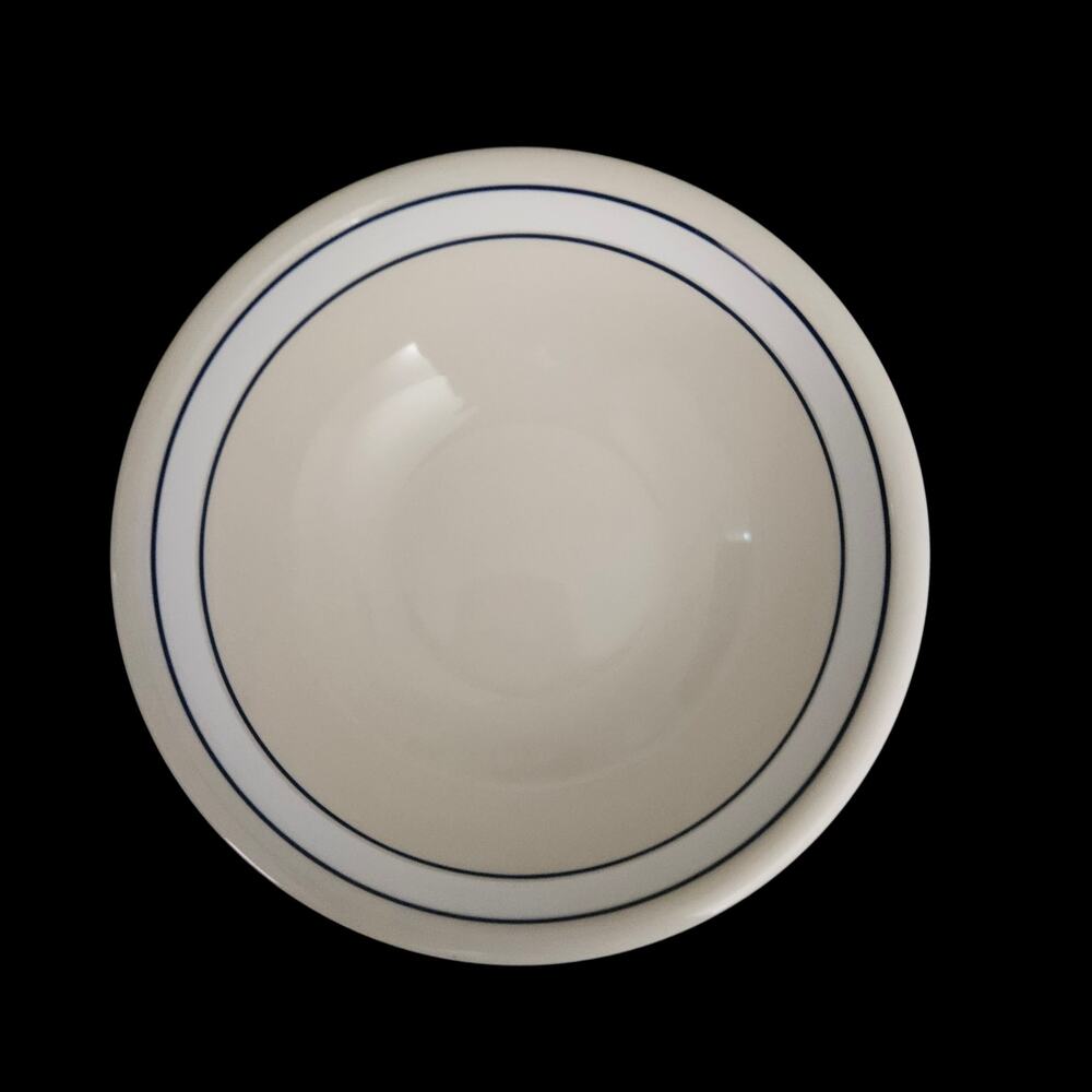 Epoch New Stockholm Blue Band Soup Cereal Bowls Set of 4 White Stoneware